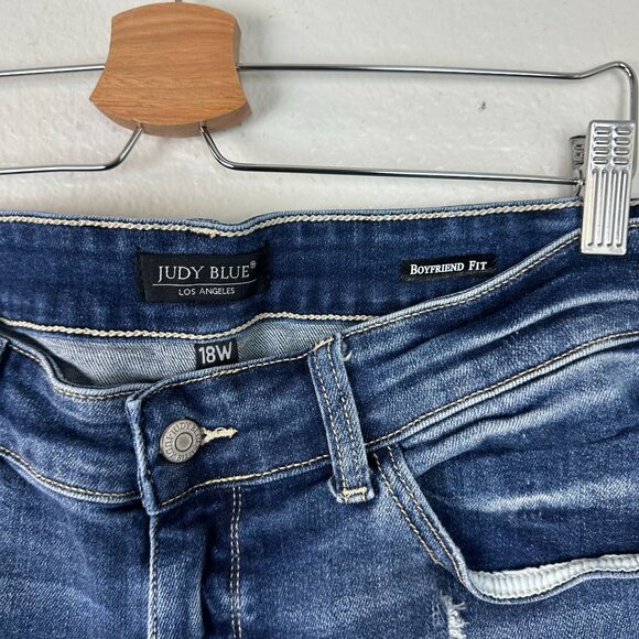 Judy Blue Boyfriend Fit Distressed Jeans 18 Stretch High Rise Casual Pull On - Picture 6 of 9